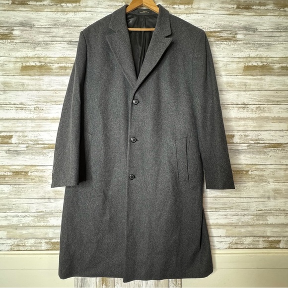 London Fog Men’s Dark Grey Wool Trench Coat 46L - Picture 1 of 12